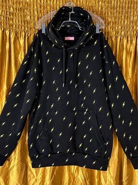 RARE Brazilian Lightning Bolt Hoodie ⚡ Black & Yellow Y2K Streetwear